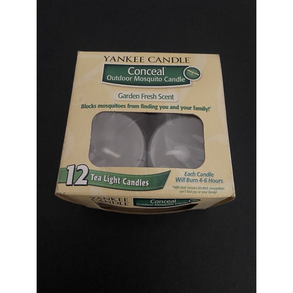 YANKEE CANDLE Conceal Outdoor Mosquito Bug Tea Light 12 Candles Retired NEW